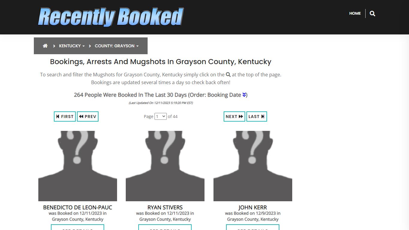 Bookings, Arrests and Mugshots in Grayson County, Kentucky